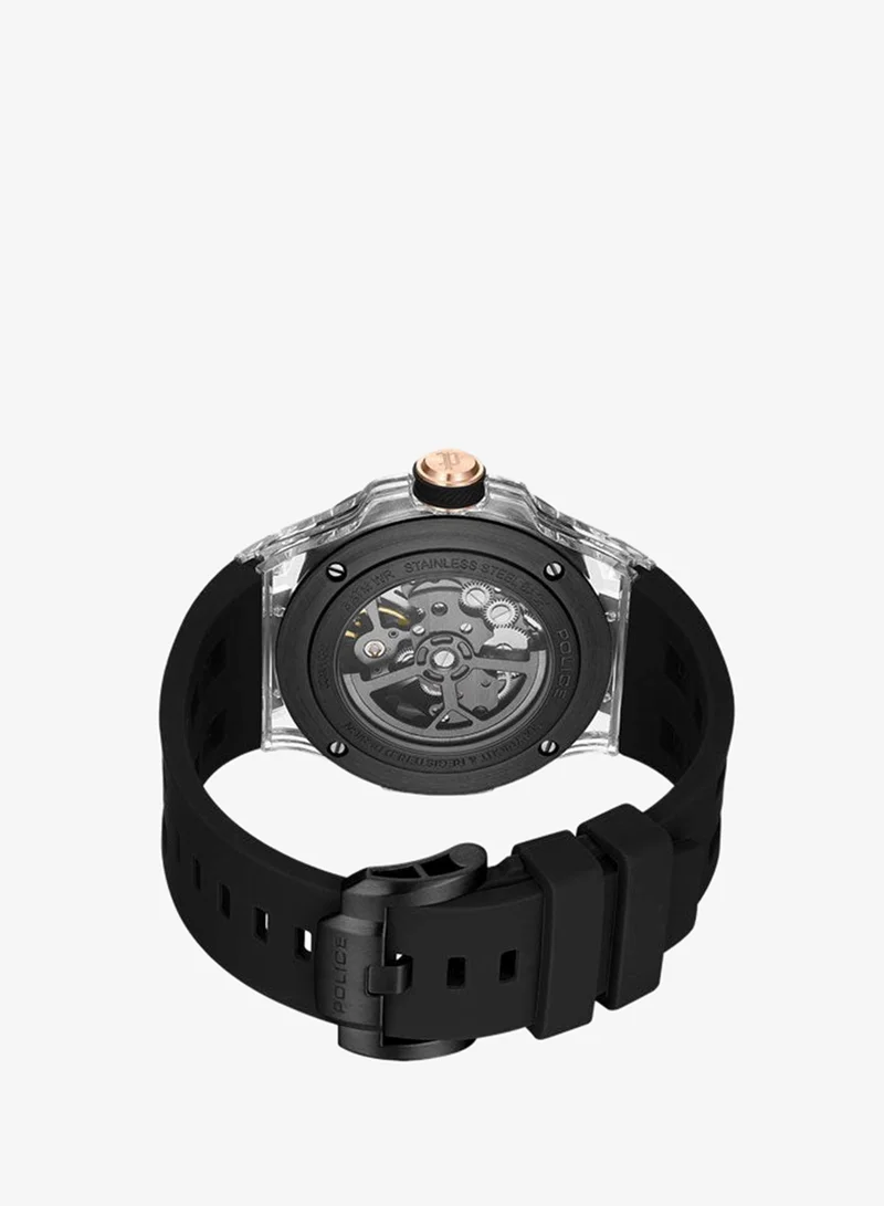 Police black Men's Cyclone Gunmetal Dial Black Silicone Strap Automatic Watch for Men - 43.5mm for Men | Best Price UAE