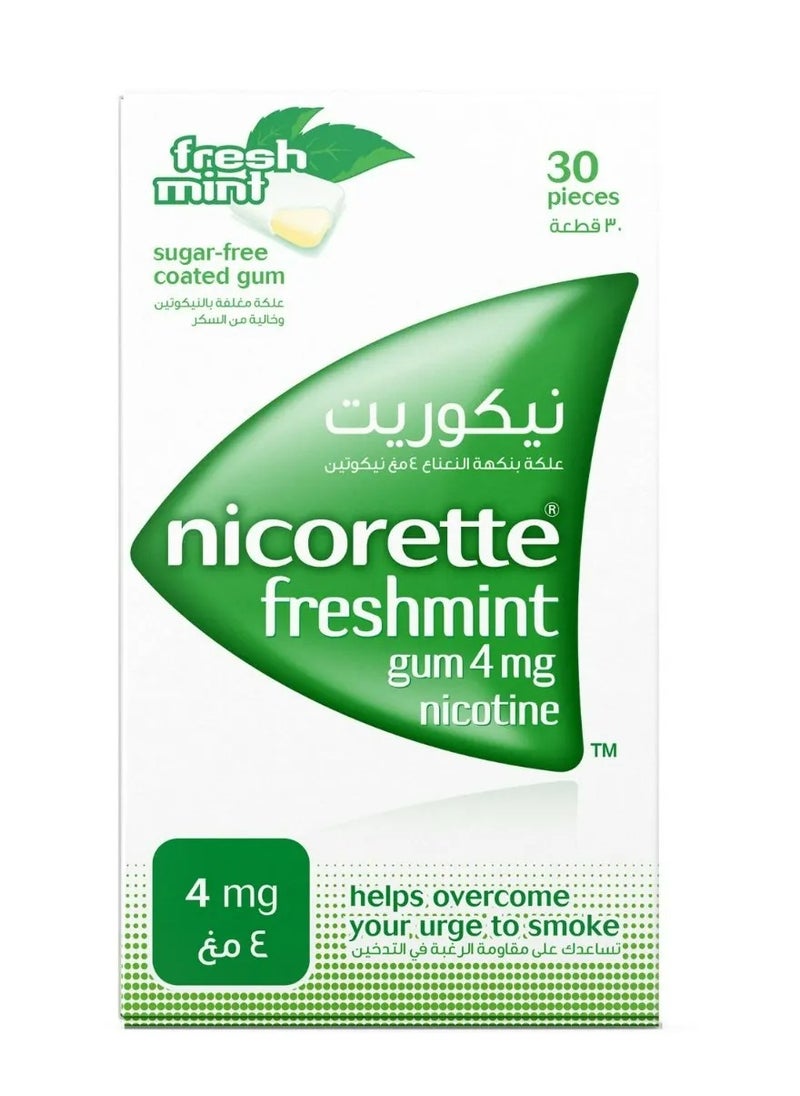 nicorette Nicorette Gum 4 Mg Nicotine Gum Sugar-Free, Fresh Mint Flavour, 30's 