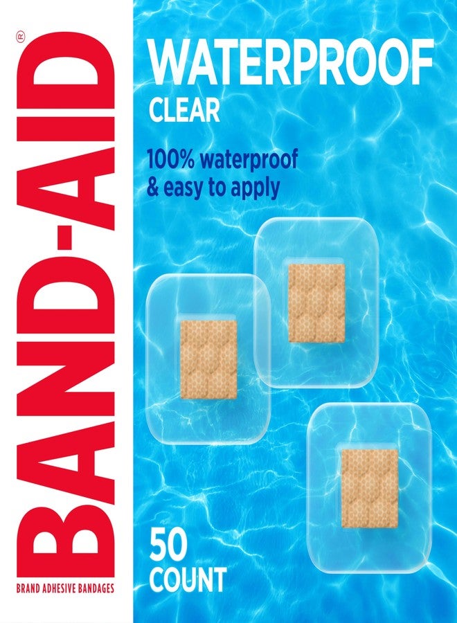 BAND-AID Brand Waterproof Clear Spot Adhesive Square Bandages, Individually Wrapped Small Spot Bandages for Wound Care for Minor Cuts & Scrapes, Waterproof, One Size, 50 ct - Image 1