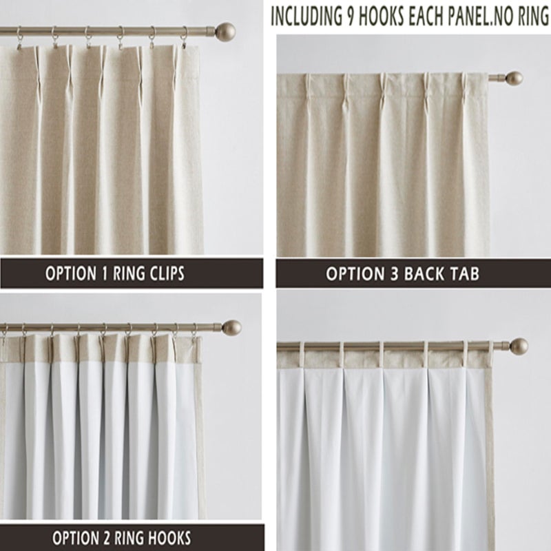 Kayne Studio Blended Linen Pinch Pleat Blackout Curtains 84 inch Long for Living Room Bedroom Thermal Insulated Window Treatments Pleated Drapes for Track with 9 Hooks 40""x84"" Dark Linen 1 Panel - Image 2