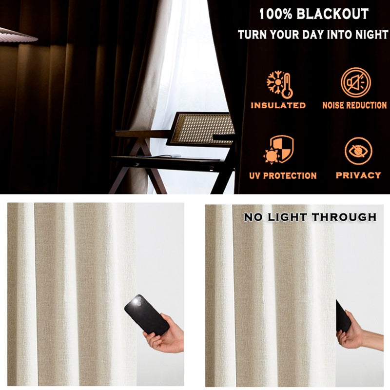 Kayne Studio Blended Linen Pinch Pleat Blackout Curtains 84 inch Long for Living Room Bedroom Thermal Insulated Window Treatments Pleated Drapes for Track with 9 Hooks 40""x84"" Dark Linen 1 Panel - Image 3