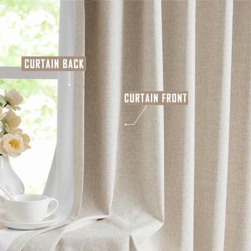 Kayne Studio Blended Linen Pinch Pleat Blackout Curtains 84 inch Long for Living Room Bedroom Thermal Insulated Window Treatments Pleated Drapes for Track with 9 Hooks 40""x84"" Dark Linen 1 Panel - Image 4