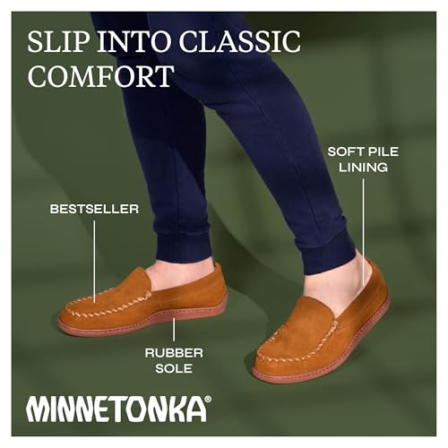 Minnetonka نعال مينيتونكا للرجال مبطنة ببطانة صوفية بقاعدة صلبة لون تان 11.5 M - Image 3