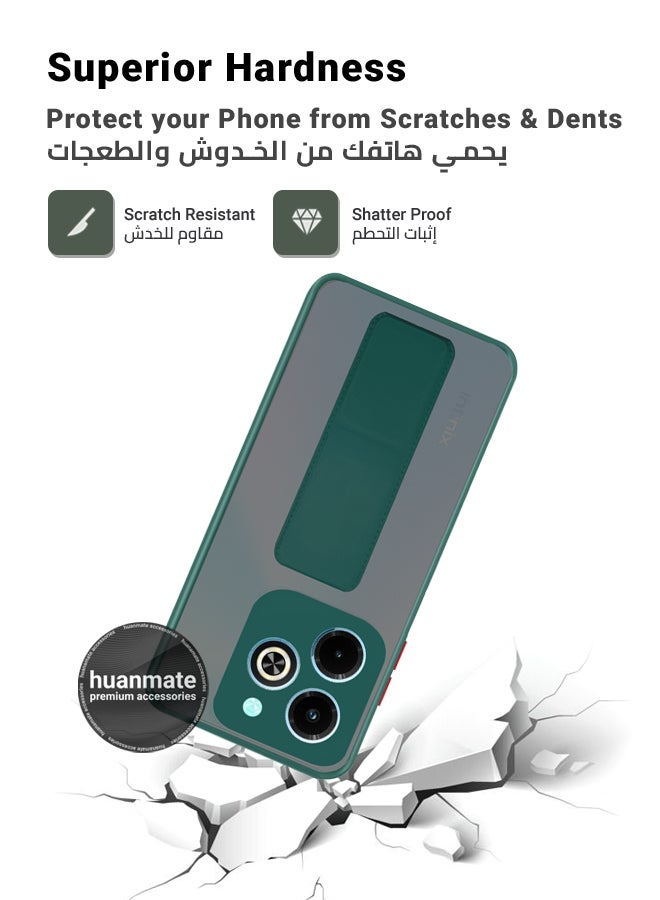 huanmate Infinix Hot 40i Magnetic Case With Hand Grip Holder & Kickstand - Strong Grip for Magnetic Car Holder, Stylish & Functional, Ultimate Convenience & Hands-Free Viewing - Green - Image 4
