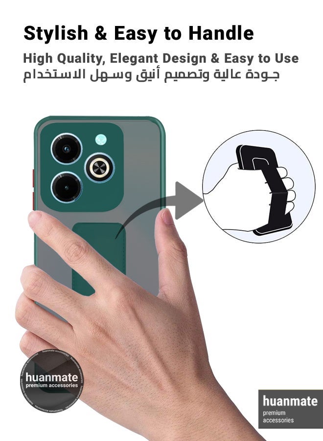 huanmate Infinix Hot 40i Magnetic Case With Hand Grip Holder & Kickstand - Strong Grip for Magnetic Car Holder, Stylish & Functional, Ultimate Convenience & Hands-Free Viewing - Green - Image 3