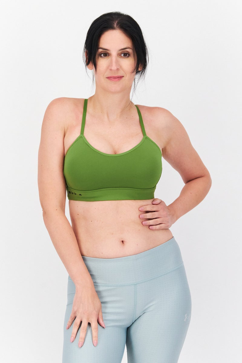 Adidas Adidas x Karlie Kloss Women Padded Brand Logo Sports Bra, Light Olive - Image 1