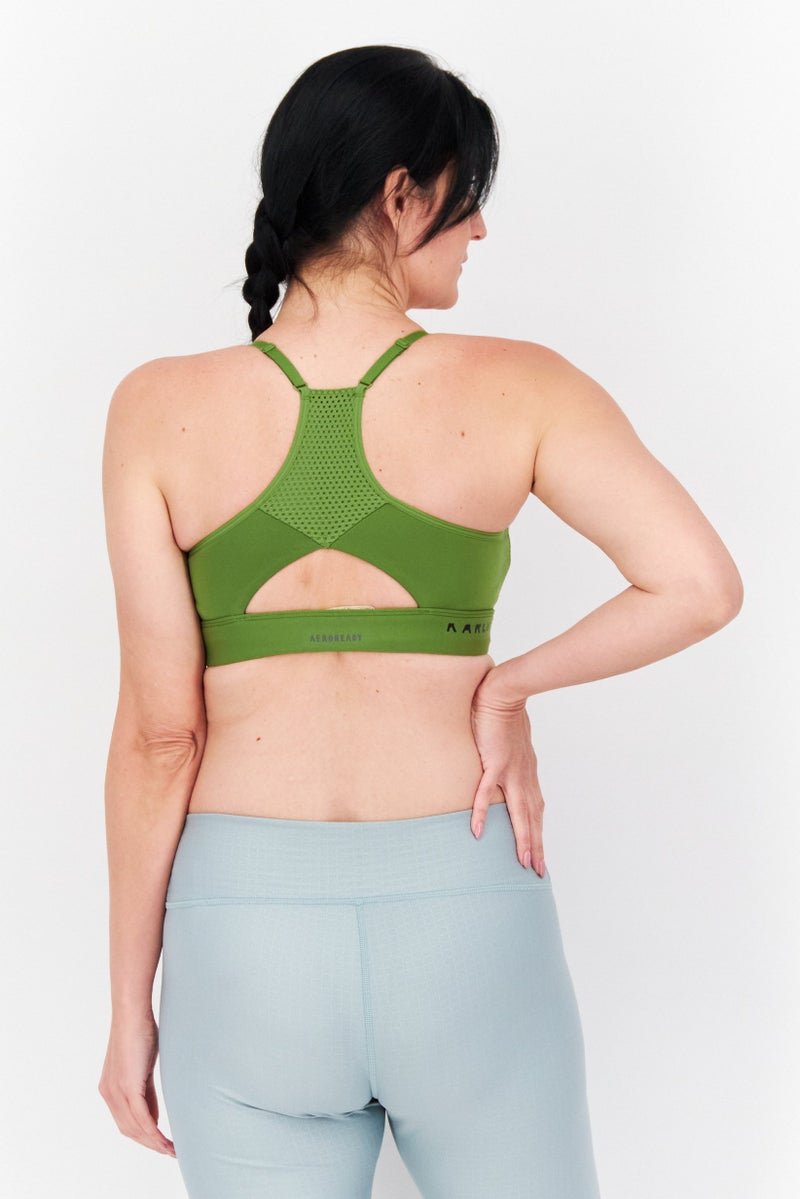 Adidas Adidas x Karlie Kloss Women Padded Brand Logo Sports Bra, Light Olive - Image 2