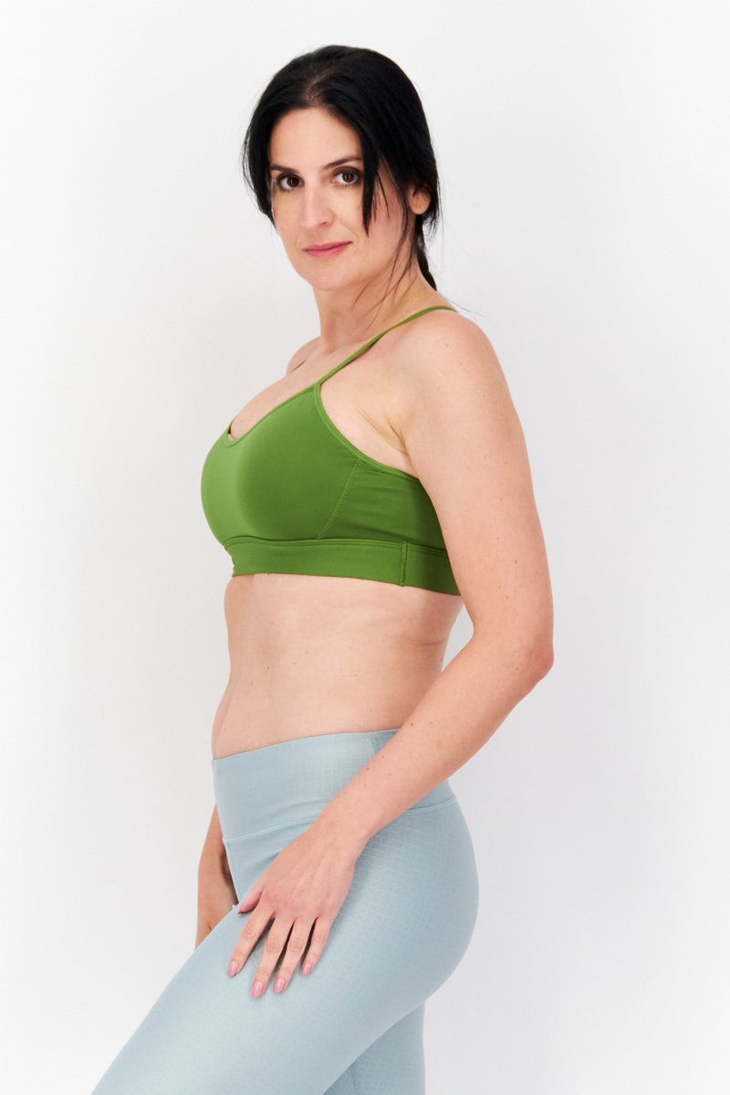 Adidas Adidas x Karlie Kloss Women Padded Brand Logo Sports Bra, Light Olive - Image 4