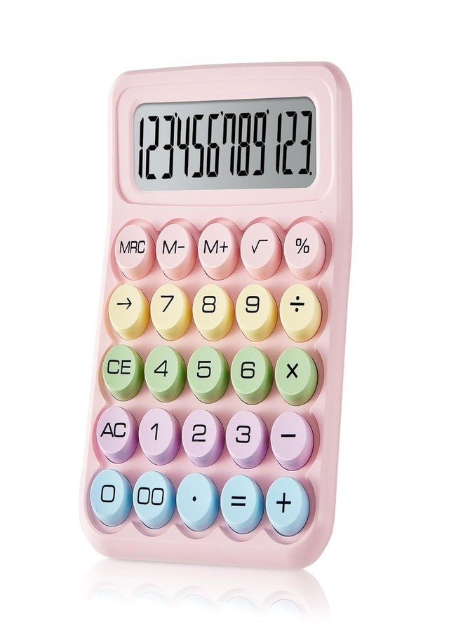 TARISHI 12-Digit Candy Color Calculator – Cute Round Button Scientific Calculator for Students, Kids & Office, Dopamine Aesthetic (Pink) - Image 1
