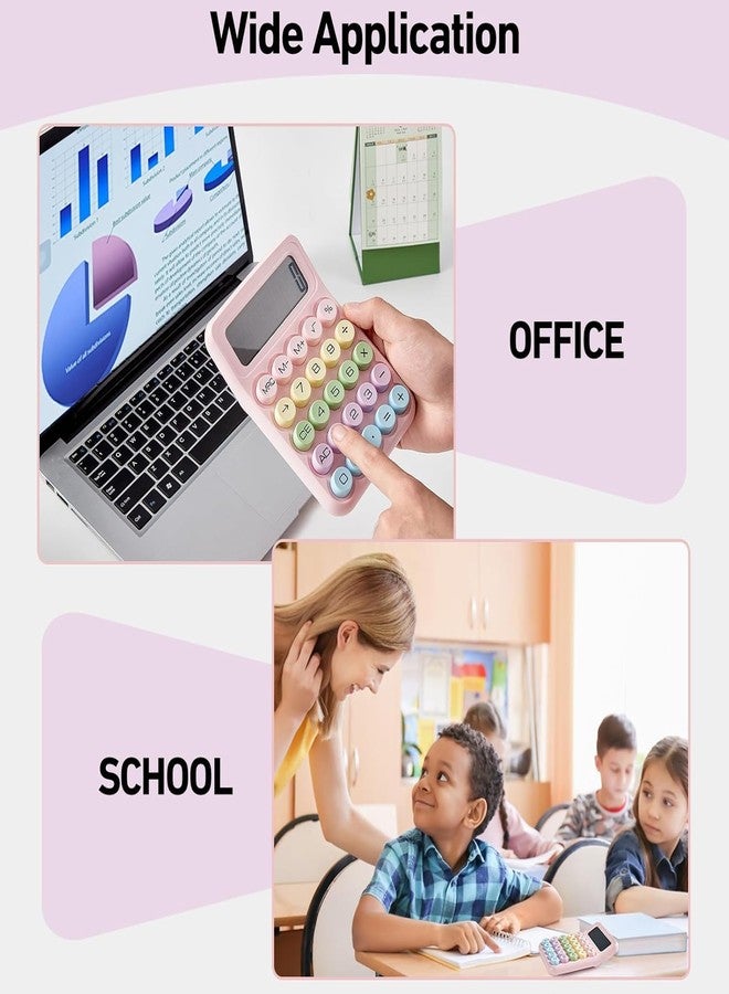 TARISHI 12-Digit Candy Color Calculator – Cute Round Button Scientific Calculator for Students, Kids & Office, Dopamine Aesthetic (Pink) - Image 3