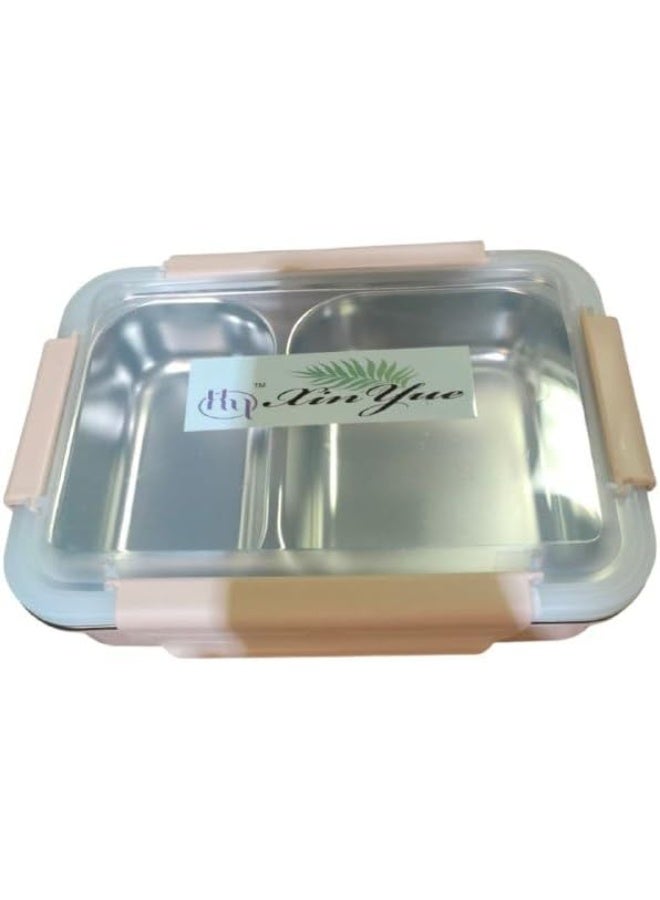 Spaceshoop Stainless Steel Lunch Box for Office Men and Women | Durable Leakproof Steel Box with 2 Compartment (pink) - Image 1