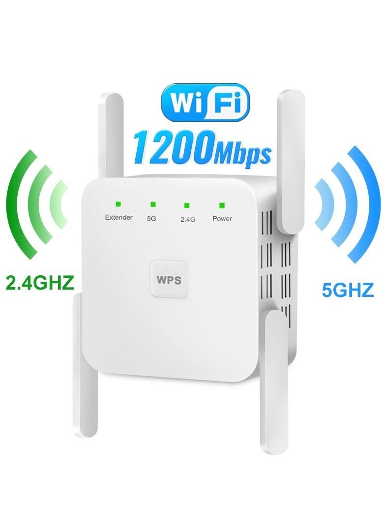 Generic - 5GHz WiFi Repeater, Long Range Wireless Wifi Signal Amplifier, Wifi Extender Network WiFi Booster 1200Mbps - Image 1