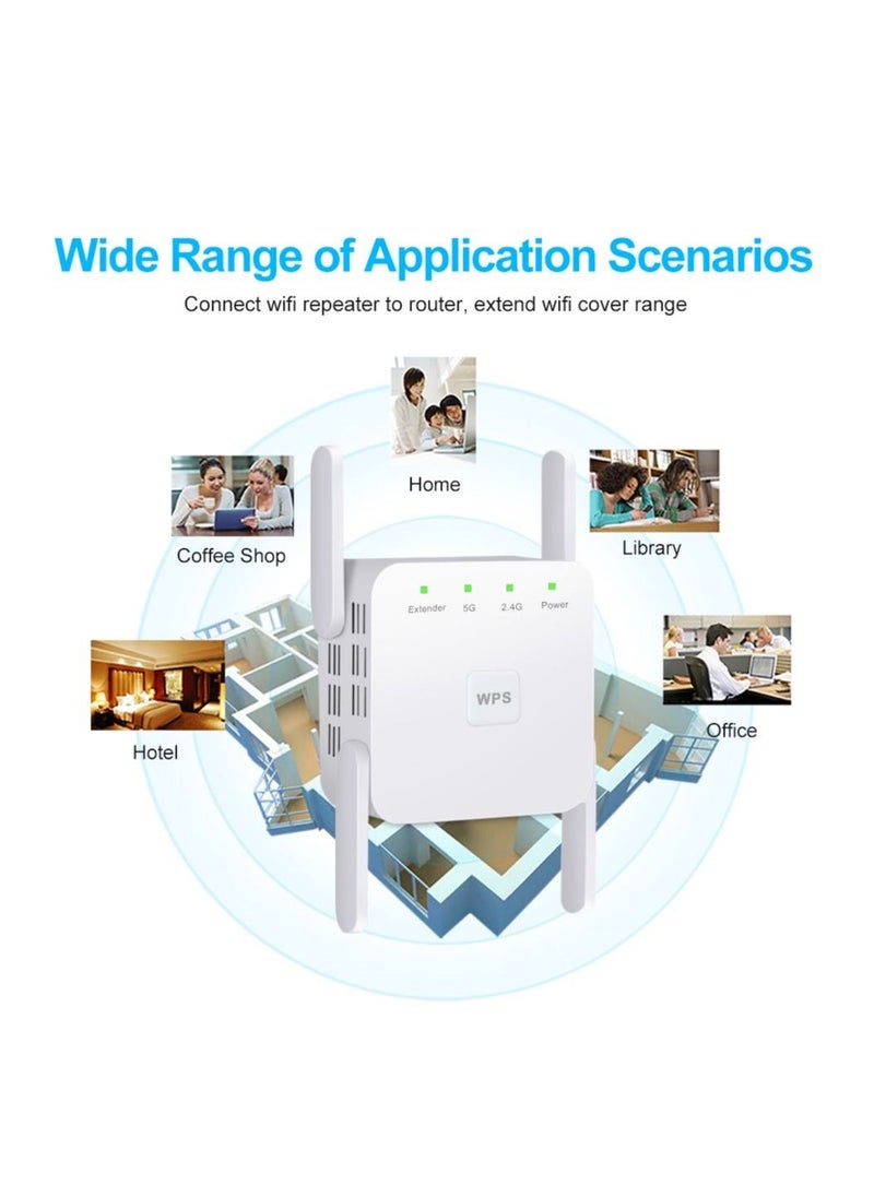Generic - 5GHz WiFi Repeater, Long Range Wireless Wifi Signal Amplifier, Wifi Extender Network WiFi Booster 1200Mbps - Image 1