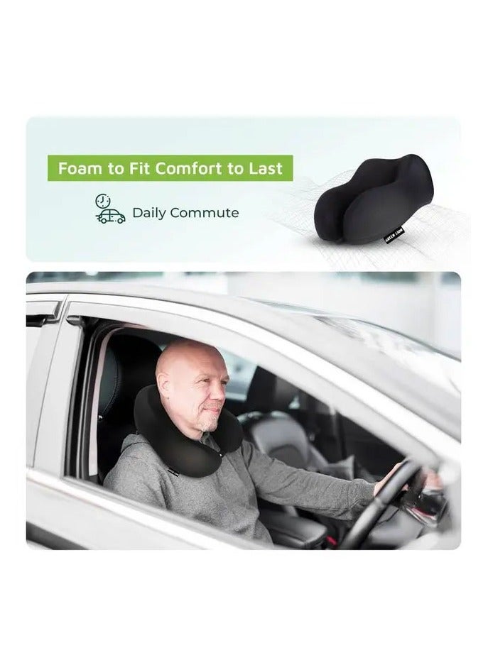 GREEN LION Memory Foam Neck Pillow / Polyester with Inside Memory Foam Material / Comfort Fit / Daily Commute / Upgraded Design / Breathable / Lightweight / Upgraded Design / Suitable for Home / Office / Travel - Black - Image 5