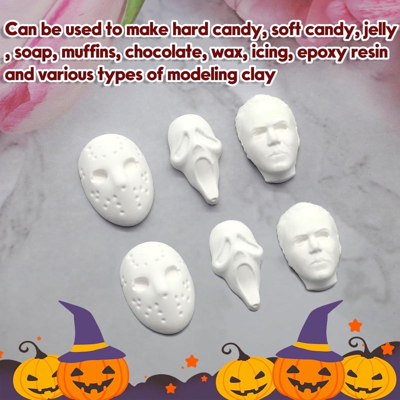 NSSHEL Halloween Chocolate Mold 3D Skull Scary Movie Characters Pink Silicone Molds Halloween Theme Food Grade Chocolate Candy Moulds Homemade Prank Chocolate Mold for Halloween Party Decoration - Image 2