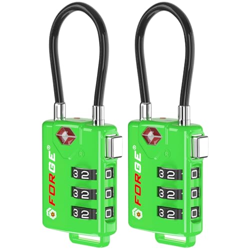 Forge TSA Approved Luggage Locks, Re-settable Combination with Alloy Body(Green 2 Locks) - Image 1