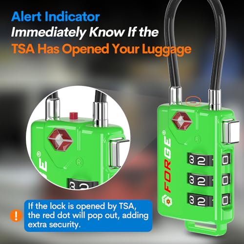 Forge TSA Approved Luggage Locks, Re-settable Combination with Alloy Body(Green 2 Locks) - Image 4