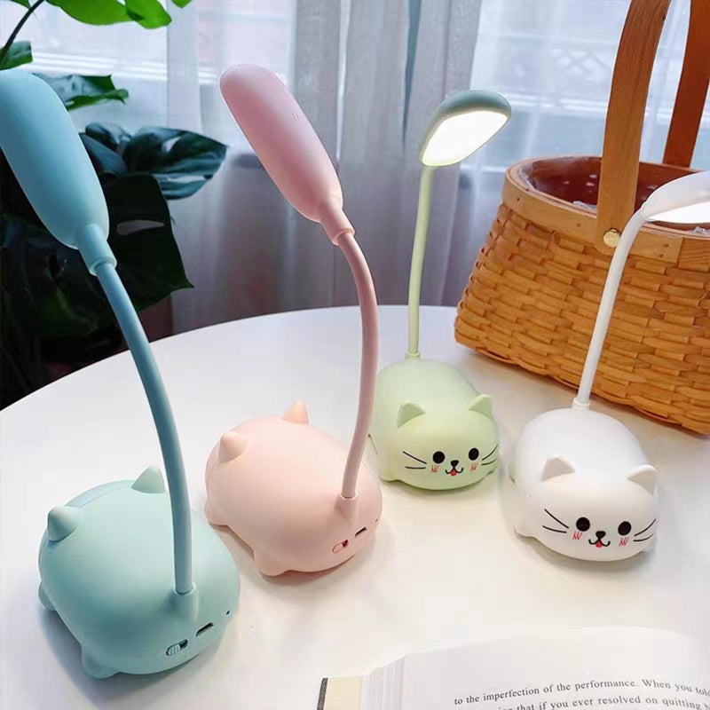 Neioaas LED Desk Lamp for Kids, Cute Cat Lamp USB Rechargeable Reading Light,Portable LED Table Light, Flexible Gooseneck Eye-Care Cartoons Small Desk Lamp Girls Gifts (Green) - Image 5
