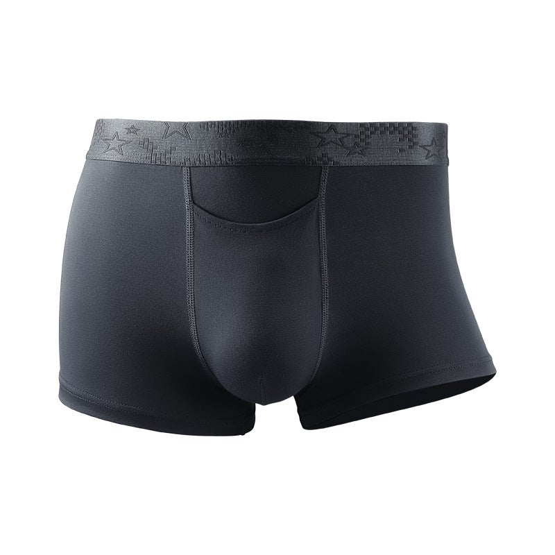 New Mens Underwear Mens Boxer Pants Comfortable Breathable Solid Color Youth Sports Thin Four-Corner Pants Mens Underpants Grey  - Image 1
