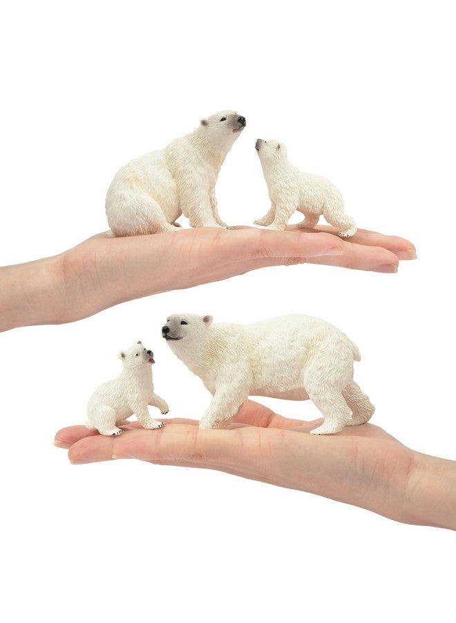 TOYMANY مجموعة تماثيل دببة قطبية من تويماني 6 قطع مع دب قطبي صغير، 2-4" حيوانات القطب الشمالي البلاستيكية الواقعية مجموعة عائلية لعيد الميلاد ألعاب تعليمية زينة كعكة هدايا عيد الميلاد للأطفال - Image 3