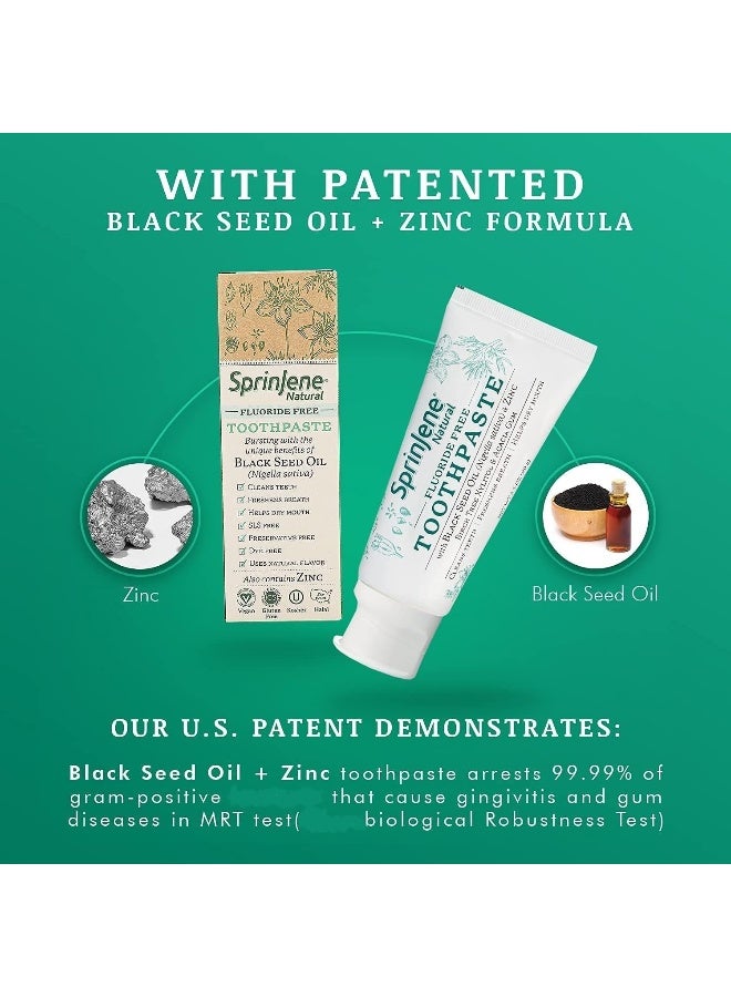 SprinJene Natural Fluoride Toothpaste â€“ Natural Toothpaste for Gum Health & Cavity Protection â€“ Patented Black Seed Oil & Zinc Formula for Healthy Teeth & Gums â€“ Made in The USA (2 Pack) - Image 5