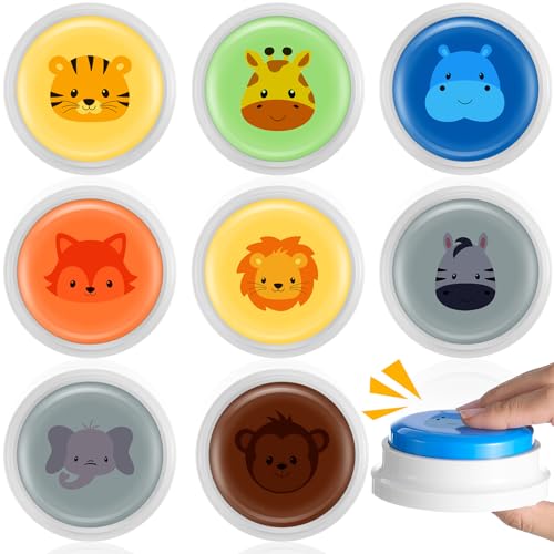 Syhood 8 Pcs Animal Sounds Buzzer for Trivia Games Answer Buzzers for Classroom Feud Jeopardy Buzzer Button with Lights and Sounds for Classroom Party Teacher Game ShowJungle Style - Image 1