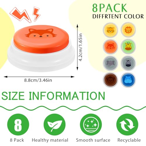 Syhood 8 Pcs Animal Sounds Buzzer for Trivia Games Answer Buzzers for Classroom Feud Jeopardy Buzzer Button with Lights and Sounds for Classroom Party Teacher Game ShowJungle Style - Image 5