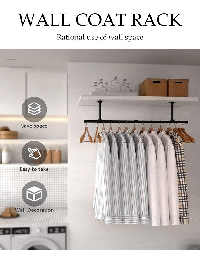 DUNISO Wall Mounted Clothes Rack, Industrial Pipe Clothing Racks Wall Mount, Heavy Duty Detachable Iron Garment Bar, Saving Space, Multi-Purpose Hanging Rod, Display Clothes Rod for Bedroom, Laundry Room - Image 4