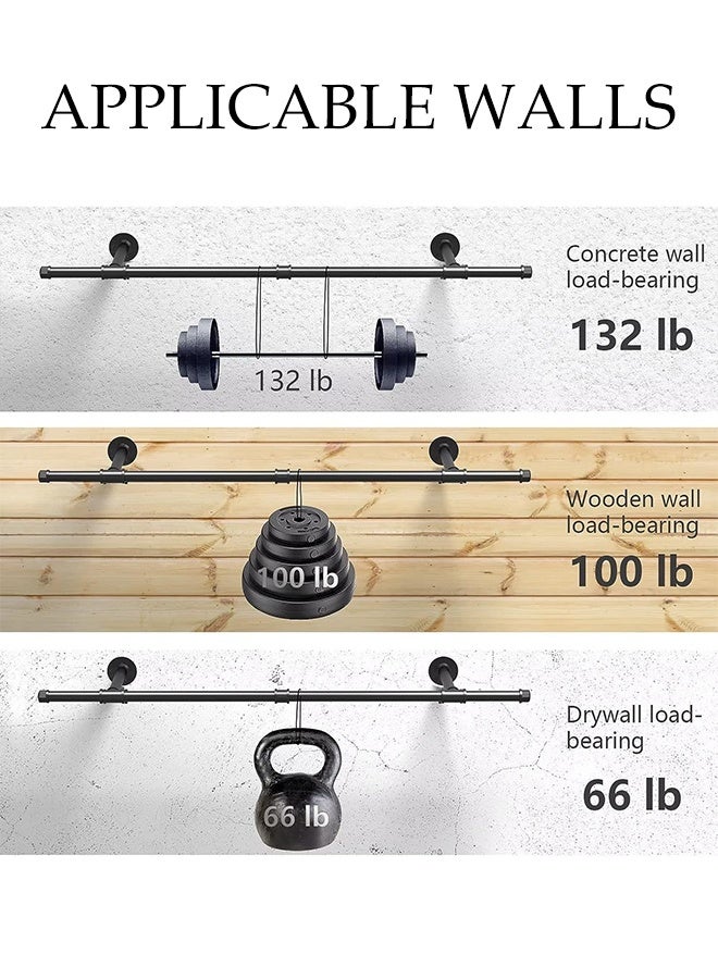 DUNISO Wall Mounted Clothes Rack, Industrial Pipe Clothing Racks Wall Mount, Heavy Duty Detachable Iron Garment Bar, Saving Space, Multi-Purpose Hanging Rod, Display Clothes Rod for Bedroom, Laundry Room - Image 3