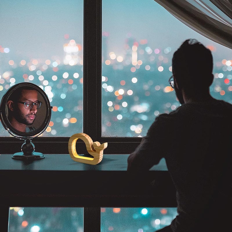 مصباح ليلي على شكل حوت، قابل لإعادة الشحن، مصنوع من الخشب، إبداعي ومناسب للإضاءة بجانب السرير في غرفة النوم أو حضانة الأطفال، لتزيين الغرفة أثناء النوم. - Image 4