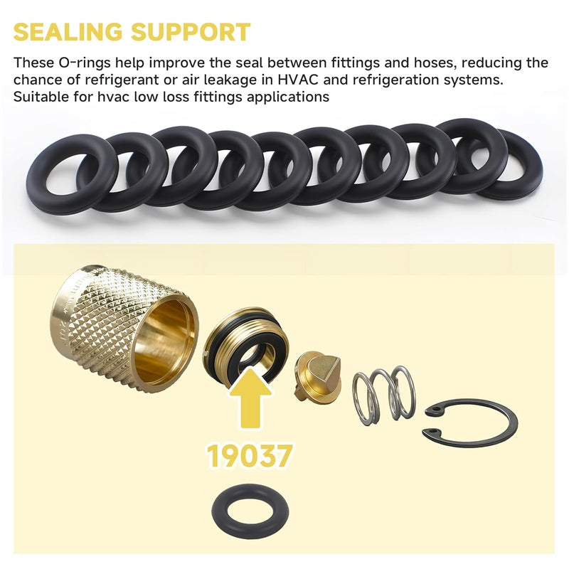 FixBear 10Pack 19037 ORing Seals, Compatible with Yellow Jacket SealRight 1/4" Quick Couplers 19109 and 19209, HVAC Low Loss Fittings, Compatible with Yellow Jacket Hose Gasket, Refrigerant Hose Seal Rings - Image 5