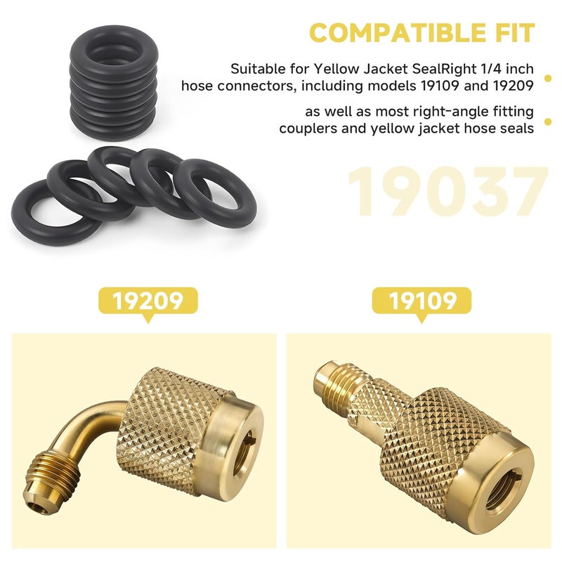 FixBear 10Pack 19037 ORing Seals, Compatible with Yellow Jacket SealRight 1/4" Quick Couplers 19109 and 19209, HVAC Low Loss Fittings, Compatible with Yellow Jacket Hose Gasket, Refrigerant Hose Seal Rings - Image 4
