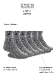 Adidas Men'S Athletic Cushioned Quarter Socks (With Arch Compression For A Secure Fit (6-Pair), Heather Grey/Black, X-Large  - Image 2