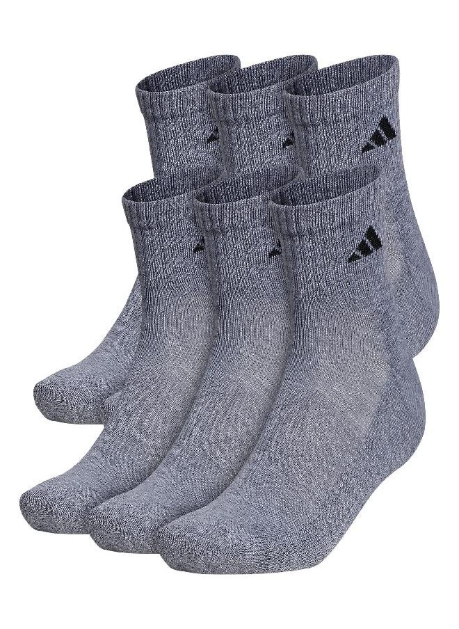Adidas - Men'S Athletic Cushioned Quarter Socks (With Arch Compression For A Secure Fit (6-Pair), Heather Grey/Black, X-Large - Image 1
