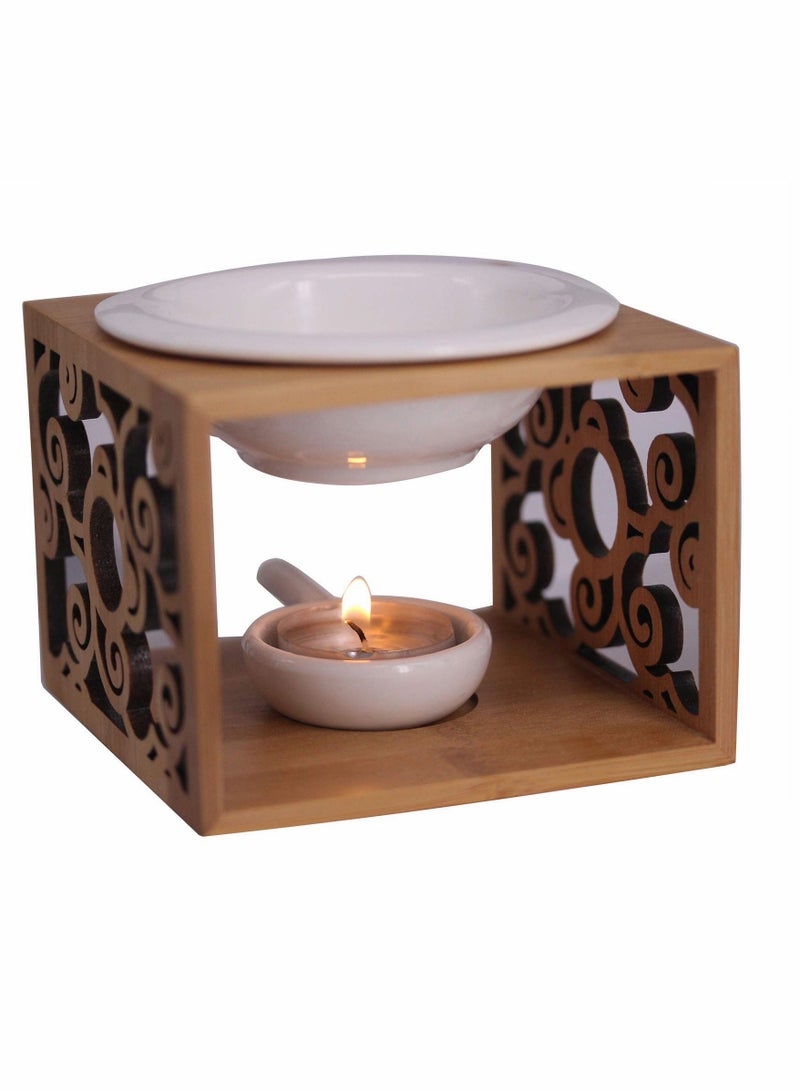Ceramic Bowl Oil Diffuser for Aromatherapy and Relaxation with Candle Feature - Image 4