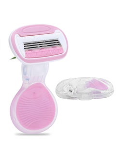 ACTION Razors for Women,Mini Portable,4-Layer Blades,Sharper Blades,Surrounded Lubrication Strip,Fast and safe hair removal,small and cute,with Portable transparent shell storage box,1Pack Purple Body Shaver  - Image 1