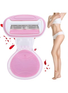 ACTION Razors for Women,Mini Portable,4-Layer Blades,Sharper Blades,Surrounded Lubrication Strip,Fast and safe hair removal,small and cute,with Portable transparent shell storage box,1Pack Purple Body Shaver  - Image 3