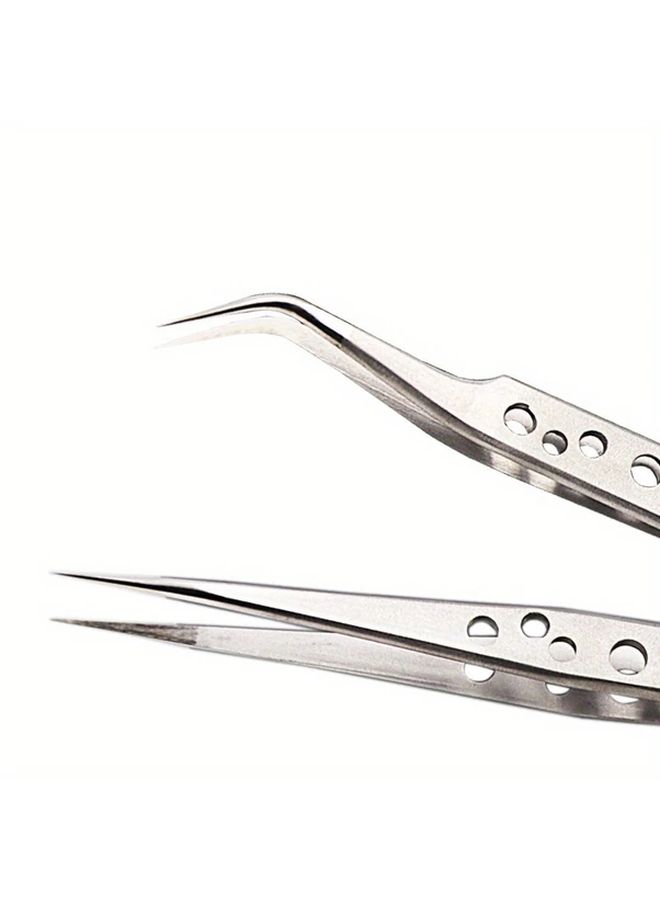 Stainless Steel Medical Tweezers Bent Tip Anti Static Forceps Precision Laboratory Tool - Image 4
