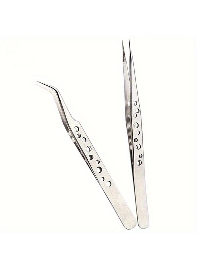 Stainless Steel Medical Tweezers Bent Tip Anti Static Forceps Precision Laboratory Tool - Image 1