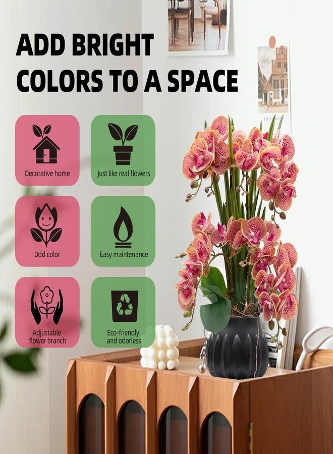 CXGS Artificial Orchid Flower Plant 19.7'' Real Touch Faux Orchids in Ceramic Vase Purple Dapple Fake Phalaenopsis Flower Arrangement Silk Orchids with Stems for Centerpiece Table Home Indoor Decor - Image 5