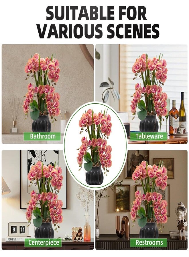 CXGS Artificial Orchid Flower Plant 19.7'' Real Touch Faux Orchids in Ceramic Vase Purple Dapple Fake Phalaenopsis Flower Arrangement Silk Orchids with Stems for Centerpiece Table Home Indoor Decor - Image 4