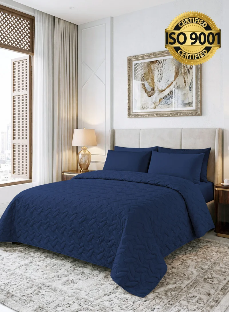 سيد المنسوجات المنزلية مفرش المضغوط مزدوج من مايكروفايبر، يناسب سرير بحجم 200 × 200 سم، 4 قطع، سلسلة إلميرا