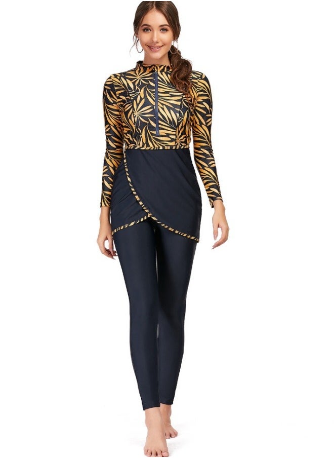 Generic - Muslim Swimsuits for Women 3 Piece Long Sleeve Modest Swimwear Islamic Arabic Swimming Costume L - Image 1