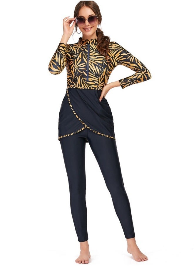 Generic - Muslim Swimsuits for Women 3 Piece Long Sleeve Modest Swimwear Islamic Arabic Swimming Costume L - Image 1