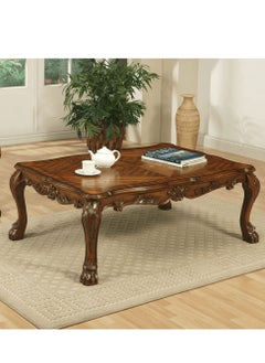 Wooden Twist Sallow Hand Carved Modern Teak Wood Rectangle Coffee Table