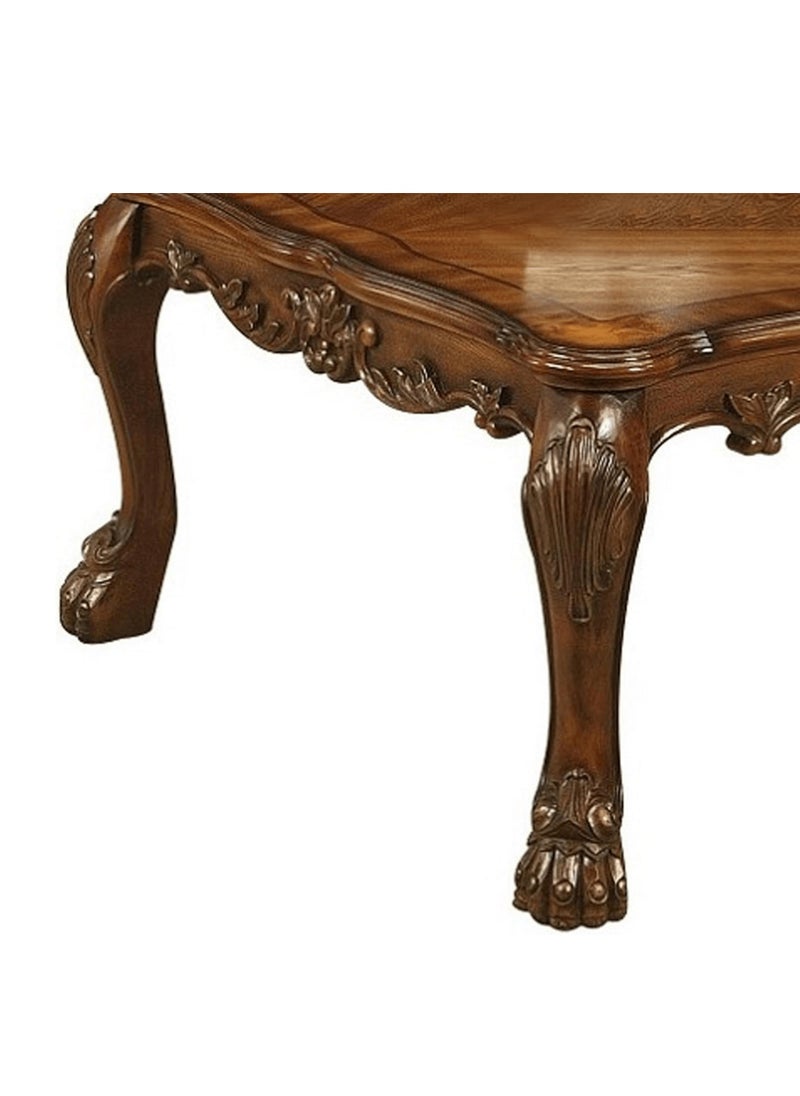 Wooden Twist - Wooden Twist Sallow Hand Carved Modern Teak Wood Rectangle Coffee Table - Image 1