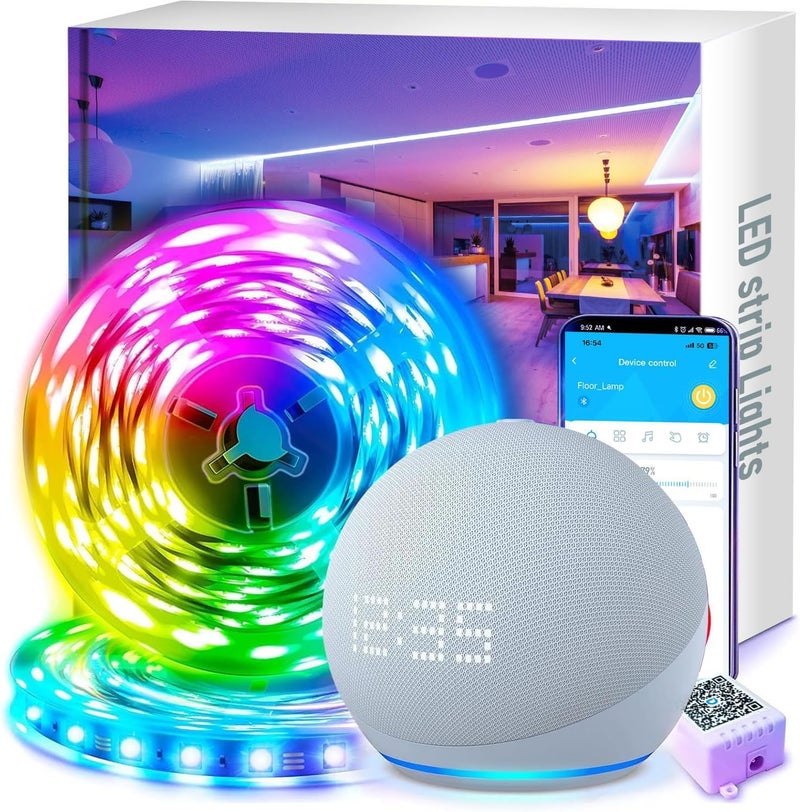 TJOY 100ft Smart Led Strip Lights for Bedroom, Compatible with Alexa, RGB Color Changing Music Sync Led Lights with App Remote,Multi-Color Wireless Led Strip Lighting for Bedroom (APP+Remote+Voice) - Image 1