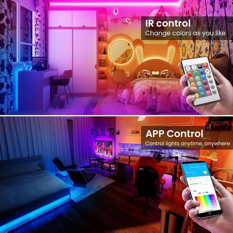 TJOY 100ft Smart Led Strip Lights for Bedroom, Compatible with Alexa, RGB Color Changing Music Sync Led Lights with App Remote,Multi-Color Wireless Led Strip Lighting for Bedroom (APP+Remote+Voice) - Image 4