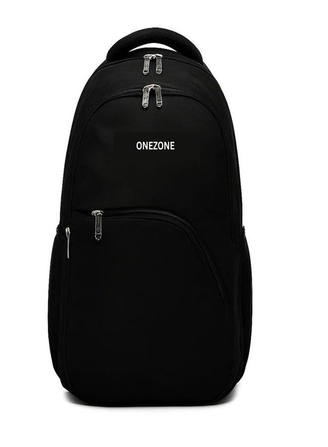 ONEZONE Classic Black Laptop Backpack, Multipurpose Travel Bag for College, Office, Daily Commute, High-Durability Material, Multiple Compartments - Image 1