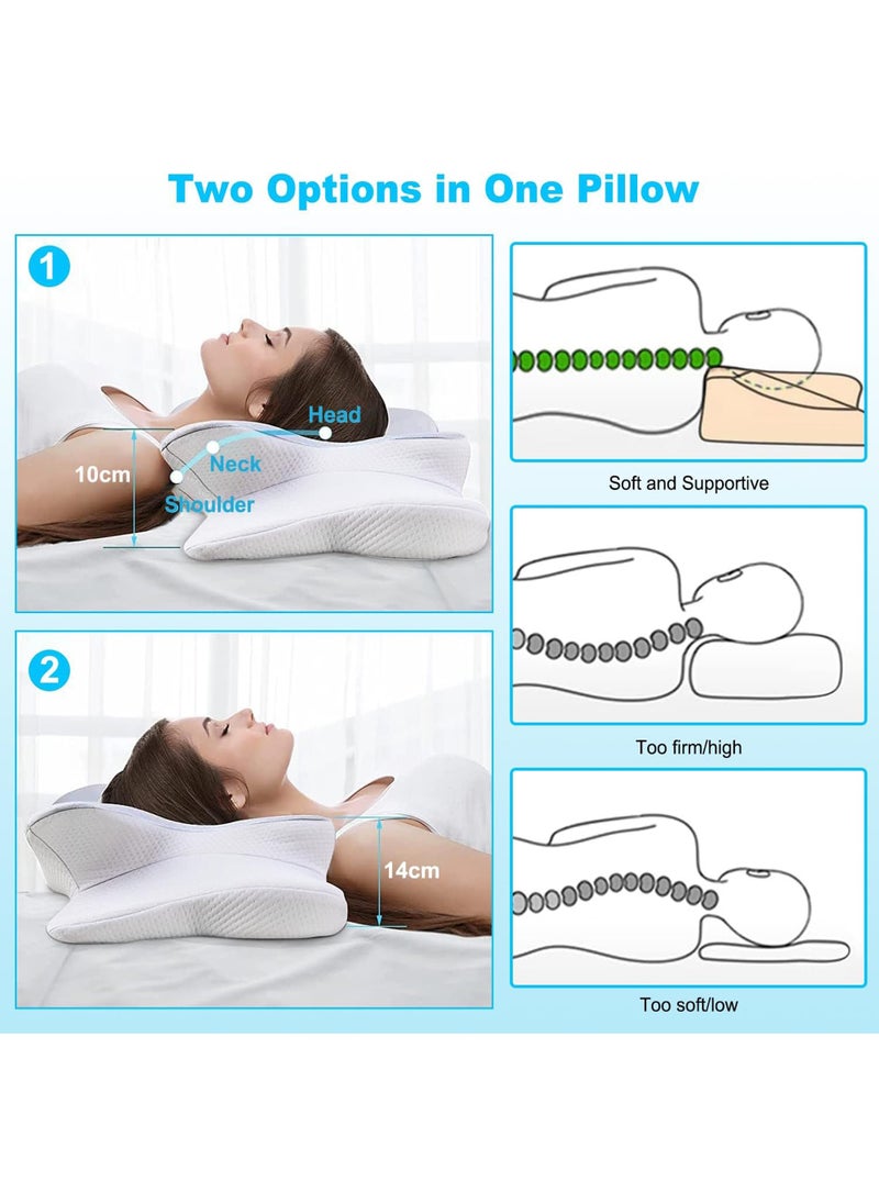 Rock Pow Memory Foam Neck Pillow, Cervical Pillow for Shoulder Neck Pain Relief, Ergonomic Orthopedic Neck Support Pillow for Back Side Stomach Sleeping, Contour Bed Pillow with Washable Cover  - Image 4